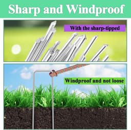 SnelShoppen - Set van 50 Zilveren U-Vorm Bevel Hoek Grondankers 200 mm x 40 mm Gegalvaniseerd Staal voor Vloer Weefgras Tuin Kunstgras Schutting — thumbnail 2