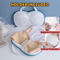 3-delige set waszakken voor bh's - Blauw/Wit - Waszak voor ondergoed - 20*34 cm - Geschikt voor het wassen van ondergoed in de wasmachine - Met ritssluiting - Dames - Anti-vervormingsfilter voor bh's - Wasnet voor ondergoed — thumbnail 3