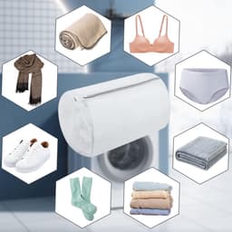 SnelShoppen - 2 Stuks Mesh Waszakken met Rits voor Kleding, Ondergoed en Bh's, Rond, Ademend Polyester, Grijs en Wit, Perfect voor de Wasmachine — thumbnail 4