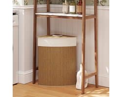 COVREO Wasmand 35x35x60 cm bruin, bamboe met deksel en uitneembare waszak