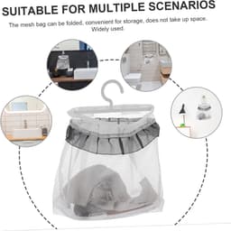 Wasmand Net - Waszak Ophangen - Wasknijpers Opbergen - Met Draaibare Haak - 24.50X22.00X0.10CM - Zoals Getoond — thumbnail 5