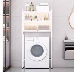 Wasmachine Kast - Opbergrek Wasdroger - Ruimte Besparen - 3 Laags Verstelbaar - N.v.t. - Wit — thumbnail 1
