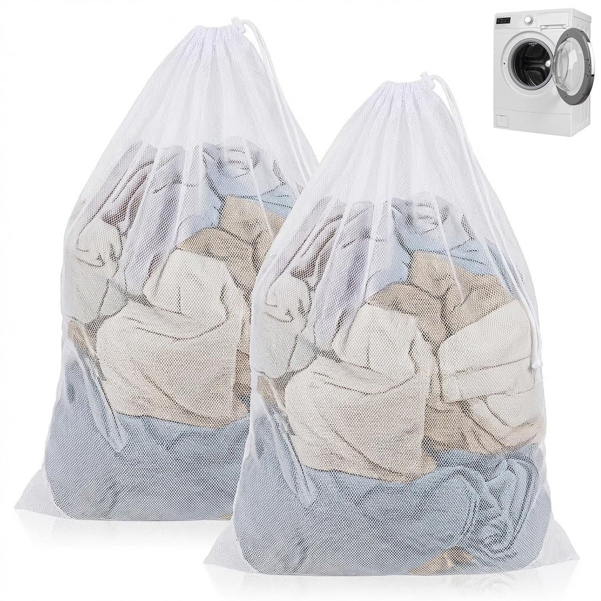 Solidchoice - 2 Stuks Waszakken met Koord voor Wasmachine — afbeelding 1