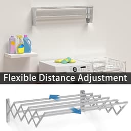 Wall Tumble Dryer, Collapsible 80 cm, with 5 Stainless Steel Poles, for Balcony or Utility Room, Maximum Load Capacity - ShopVlot — thumbnail 2