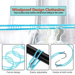 Waslijn - 2 Stuks - Antislip Elastisch Touw - Draagbare Waslijn - Winddichte Outdoor Waslijn - Hoogwaardig PE-Materiaal - Drooglijn — thumbnail 3