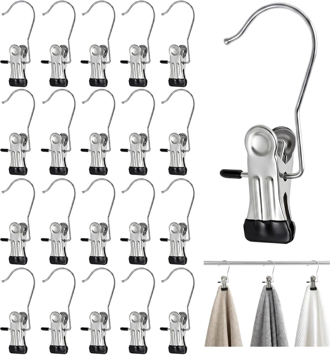 Dailygoods- Wasknijpers 40 Stuks - Roestvrij Staal - 360° Draaibaar - Antislip - Duurzaam - Geschikt voor Binnen/Buiten - Klemmen — afbeelding 1