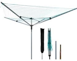 Droogmolen Buiten - Waslijn Tuin - Kleding Drogen - Draaibaar Ontwerp - 60 Meter Lijn - Grijs Groen