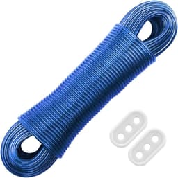 50 m waslijn waslijn, houd tot 230 kg, touw stalen kern wasserij ultra-stevig, eenvoudig te installeren draagbaar voor indoor outdoor reizen Blauw — thumbnail 1