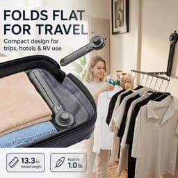 YAGXIG Kledingrek met zuignappen voor wandmontage - Opvouwbaar - Zonder boren - Hangt kleding veilig op gladde oppervlakken zoals tegels, glas, metaal en marmer zonder te boren - Draagbaar - Herbruikbaar - Geschikt voor reizen met de camper — thumbnail 5