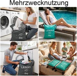 Dailygoods- Waszak Waterdicht - Waszak met Ritssluiting - Waszak voor Vuile Was - Handzaam en Lichtgewicht - Hoog Draagvermogen tot 6 kg - Ideaal voor Thuis en Reis - Wasmand — thumbnail 2