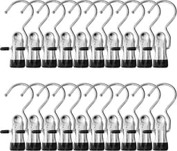 Wasknijpers, roestvrij staal, washaken, antislip, kleerhanger-clip, 360 graden draaibaar, laarsknijpers, laarzen, hangers, metalen klemmen voor broeken, schoenen, handdoek (zwart) — thumbnail 1