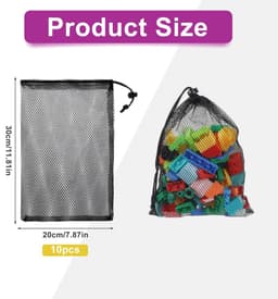 Dailygoods- Waszak - 10 Stuks - Nylon Trekkoord Opbergtassen - Multifunctionele Wasserijtas - Zwart - Duurzaam en Scheurbestendig - Opbergtas — thumbnail 3