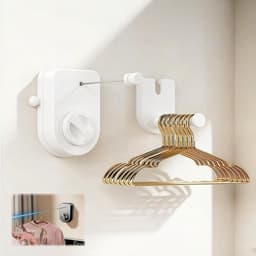 Waslijn caravan - Zwart - Uittrekbaar 4,2 m - Roestvrijstalen Waslijn met Anti-Doorhangfunctie - Voor Badkamer en Balkon — thumbnail 4