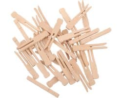 Houten Was Knijpers - Kledinghangers Clips - Kleding Drogen - Ronde Kop - 6.5 cm - Khaki