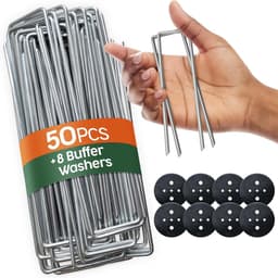Grondanker - Verzinkt Staal - 150 mm Lang, 25 mm Breed, Ø 3 mm - Set van 100 Stuks met 16 Sluitringen - Voor Tuin en Camping — thumbnail 4