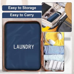 Waszak voor op Reis - Blauw - 60 x 45 cm - Waterdichte Opvouwbare Tas - Voor Vuile Kleding — thumbnail 4