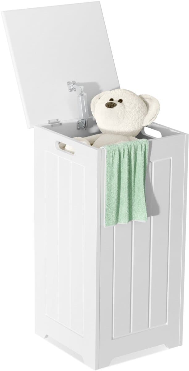 SureDeal® - Wasmand - Wasserij Kast Vrijstaande - Bovendeksel Eigentijdse Stijl - 30x30x61 cm - Wit — afbeelding 1
