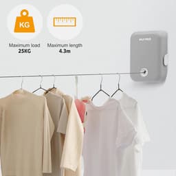 Wasknijper Uittrekbaar - Drooglijn Wandmontage - Kleding Drogen - Verstelbare Lengte - 4.3 Meter - Wit — thumbnail 5
