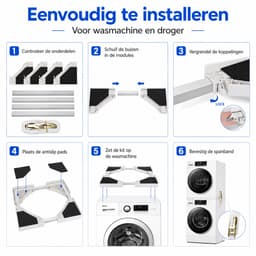 Tussenstuk Wasmachine Droger - Universeel - Stapelkit Wasmachine en Droger - Verstelbaar - Wit — thumbnail 2