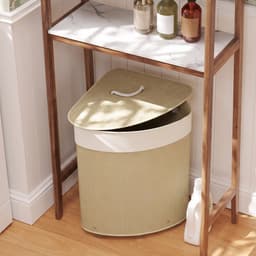 HOMCOM Laundry Hamper-Bambus-35L x 35B x 60H cm-Cremeweiß — thumbnail 2