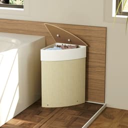 HOMCOM Laundry Hamper-Bambus-35L x 35B x 60H cm-Cremeweiß — thumbnail 3