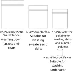 Waszakken 4 Stuks Herbruikbaar - Fijne Mesh Wasnetten met Rits voor Wasmachine - Grote Delicate Waszak voor Trui, Jas, Lingerie en Reizen — thumbnail 2