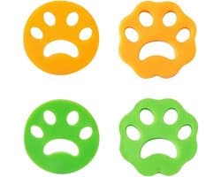 SnelShoppen - Set van 4 Dierenharen Verwijderaars voor Wasmachine - 2 Groene + 2 Gele Haarvangers - Cirkel en Bloem Vorm - Herbruikbaar en Effectief v