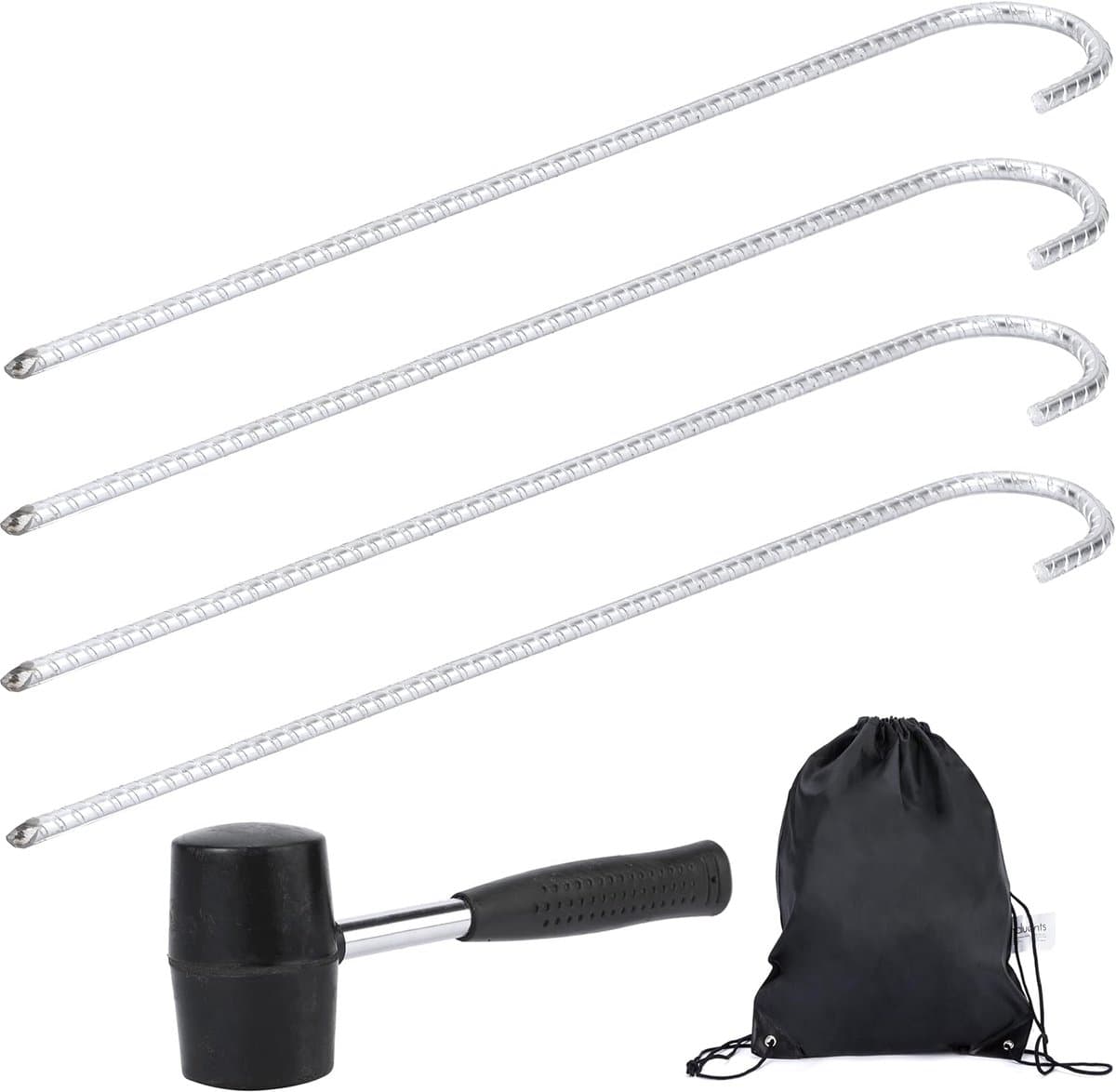Set van 4 Grondankers - Zilver - 42 cm - Robuust Staal - Voor Tenten en Paviljoens — afbeelding 1