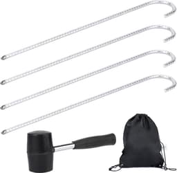 Set van 4 Grondankers - Zilver - 42 cm - Robuust Staal - Voor Tenten en Paviljoens — thumbnail 1