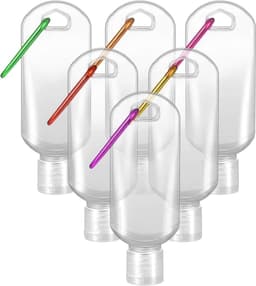 50 stuks lege reisflessen van 50 ml van transparante kunststof met sleutelhanger, flessen voor cosmetica, perfect voor het desinfecteren van de handen, lotion enz, Transparant, 30 pezzi — thumbnail 1