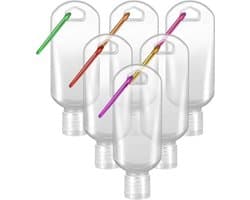 50 stuks lege reisflessen van 50 ml van transparante kunststof met sleutelhanger, flessen voor cosmetica, perfect voor het desinfecteren van de handen, lotion enz, Transparant, 30 pezzi