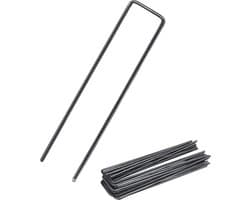 SnelShoppen - 100 x Flat Head Grondankers voor Onkruiddoek en Tuintegels, Carbon Staal, 150 x 25 x 2.7 mm, Ideaal voor Tuin, Camping en Fencing