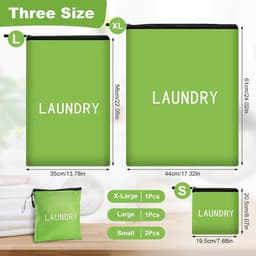 SnelShoppen - 4-Pack Waterdichte Waszakken Voor Vuile Kleding - 3 Maten - Natzakken Voor Zwemmen, Yoga, Workout - Vouwbare Waszakken Voor Reis, Gezins — thumbnail 4
