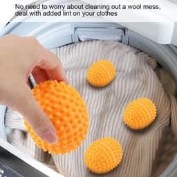 SnelShoppen - VOBOR Droogballen 4 Stuks Set Oranje Herbruikbare Droogballen voor Wassen en Droogmachine, Milieuvriendelijk, Vermindert Pluis en Kreuke — thumbnail 2