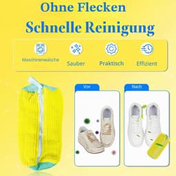 Schoenwaszak, wasmachine, 2 stuks, herbruikbare waszak met 360° reinigingspluisjes voor schoenen (geel) — thumbnail 2