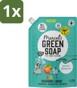 1 x Marcel's Green Soap - Vloeibaar Wasmiddel - Kleur - Navulling - Perzik & Jasmijn - Effectief & natuurlijk - 23 Wasbeurten - 1 liter - Wasmiddel - Geur - Kleur - Duurzaam - Natuurlijk — thumbnail 1