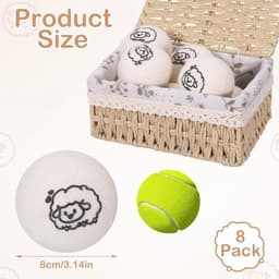 SnelShoppen - 8 Stuks Droogballen 8cm - 100% Natuurlijke Wol - Chemisch Vrij - Vermindert Kreukels en Droogtijd - Herbruikbaar en Ecologisch — thumbnail 2