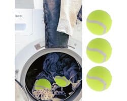 SnelShoppen - Droogballen set van 3 | Ø 6 cm rubber kern gele polyester vilt | Wasgoed drogen energie besparen | Sneller drogen met tennisballen