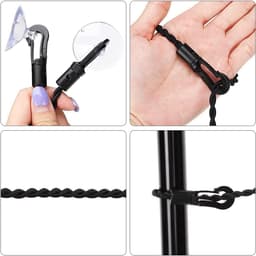 2-delige draagbare intrekbare waslijn met haken en zuignappen, campingaccessoires voor buiten- en binnenhotelgebruik (zwart) — thumbnail 3