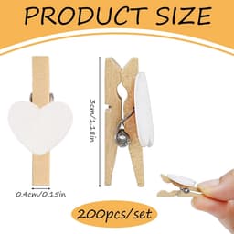 Houten Knijpers - Wasknijpers Mini - Decoratie Foto's - Hartvormig Design - 3 cm - Wit — thumbnail 4