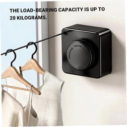 Intrekbare Waslijn - Kledinglijn Binnen - Kleding Drogen - Zware Lasten - 48 Meter - Zwart — thumbnail 2
