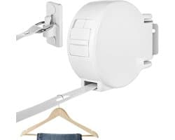 Wand Waslijn - Intrekbare Lijn - Kleding Drogen - Ruimtebesparend Ontwerp - 4.2 Meter - Wit