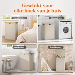 VALI® Wasmand -170L - Extra Grote Bamboe Wasmand - Beige - 54cm x 40cm x 80cm — thumbnail 2