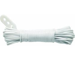 Waslijn uittrekbaar - Wit - 20 meter - Polypropyleen met Spanner - Voor Binnen en Buiten