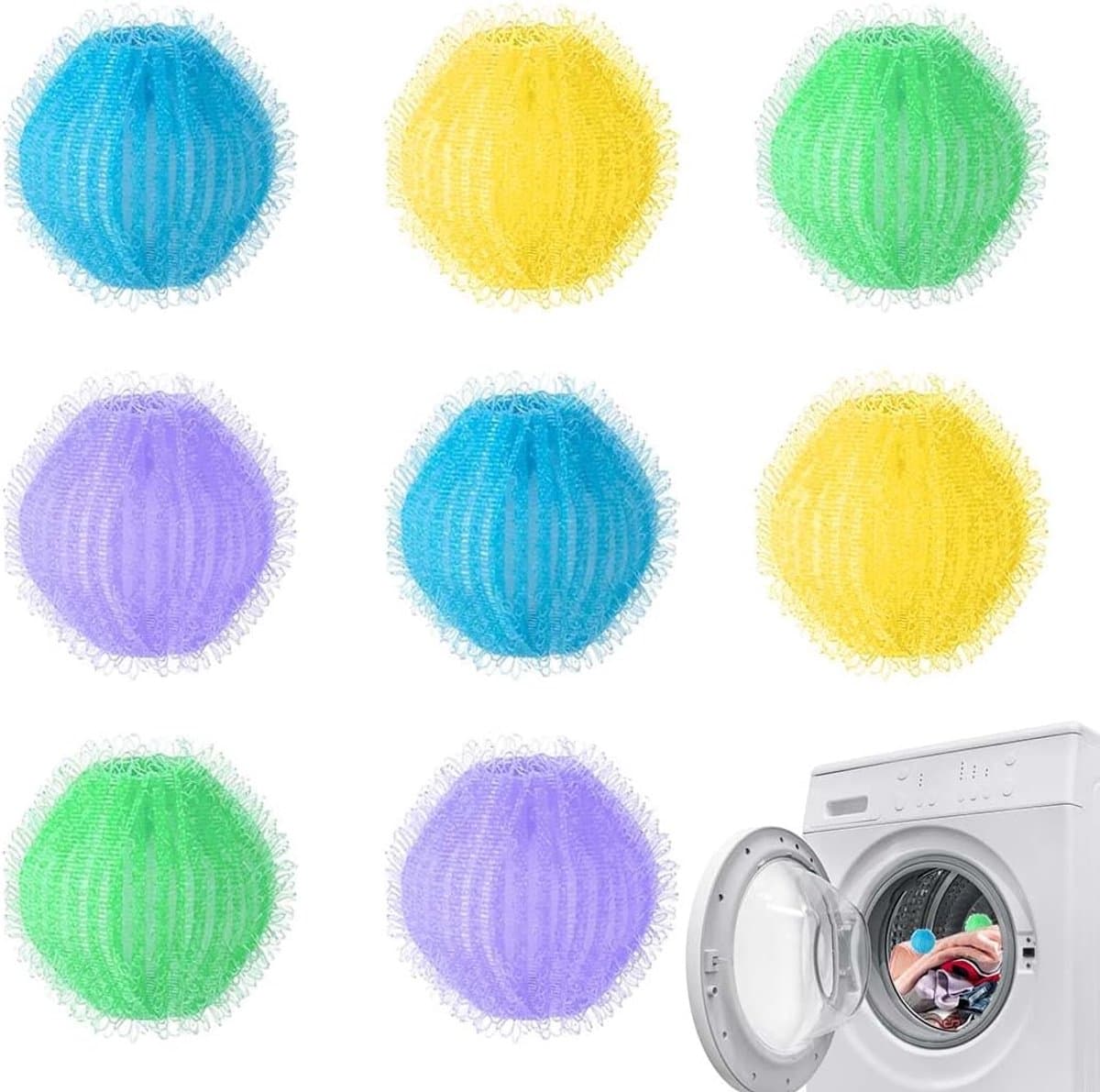 8 Stuks Wasballetjes voor Pluisjes - Verhoogt Wrijving & Reiniging - Vermindert Klitten & Beschermt Weefsels - Voor Huishoudelijke Wasmachines & Katoen/Synthetisch - 3,5cm — afbeelding 1