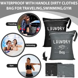 Waszak met ritssluiting, waterdichte wasmand voor reizen, ideaal voor vuile kleding en organisatie, grijs en zwart — thumbnail 5