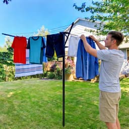 Droogmolen Buiten - Waslijnrek Tuin - Kleding Drogen - 360 Graden Draaibaar - 60 Meter Lijn - Zwart — thumbnail 2