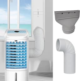Platte afvoerset voor airco –Airco Afvoerslang Koppelstuk - - Afvoerkoppelstuk met plat mondstuk – Afvoerslang met diameter van 150 mm – Accessoire voor mobiele airco's – Uitschuifbare slang van 1,5 m – Grijs — thumbnail 1