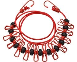 Waslijnen touw - Camping waslijn - Kleding drogen - Winddicht ontwerp - 3.7 meter - Rood