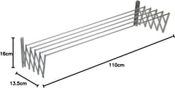 Solidchoice - Uittrekbare Wandmontage Aluminium Waslijn 110 cm — thumbnail 2